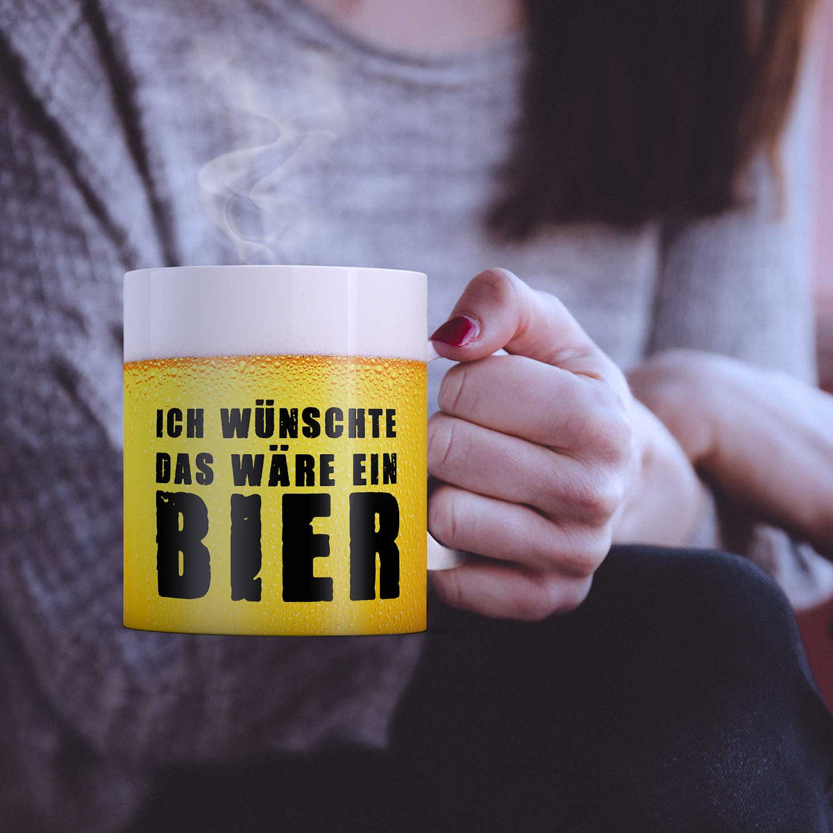 Bedruckte Tasse Ich wünschte das wäre ein Bier
