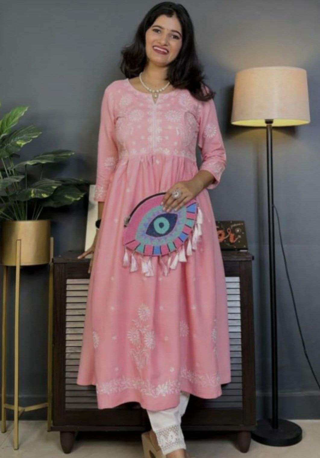 Embroidered Cotton Rayon Anarkali Kurta
