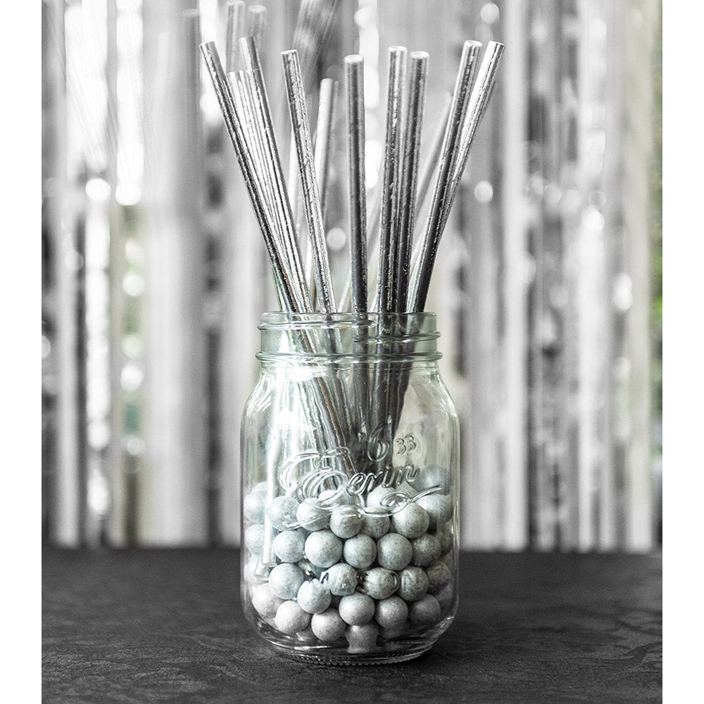 Papierstrohhalme 20 Trinkhalme - 20 cm | Silber