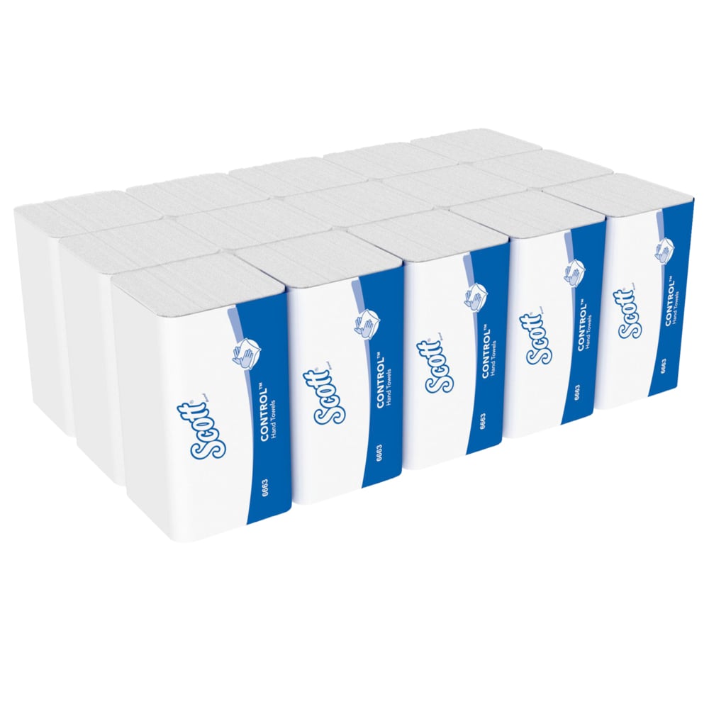 Scott® CONTROL™ Falthandtücher - Weiß - 15 Clips  x 212 Sheets | Karton (15 Päckchen)