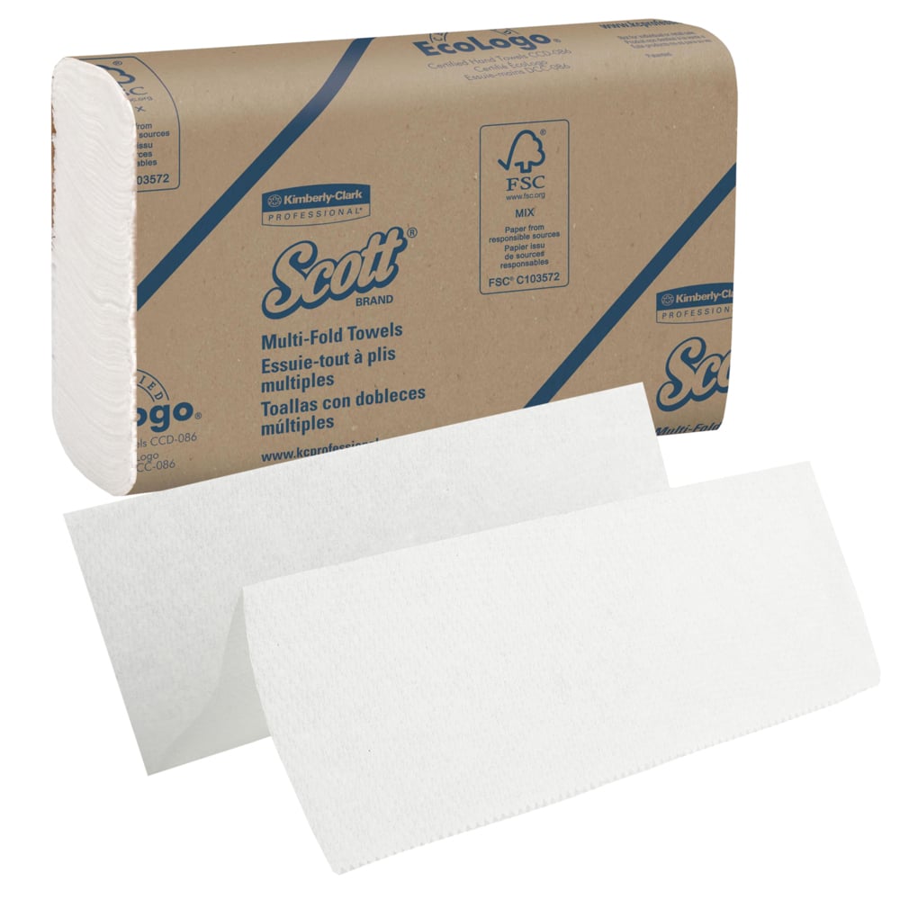Scott® Handtücher - MultiFold / Weiß /Mittel - 16 Clips  x 250 Sheets | Karton (16 Päckchen)