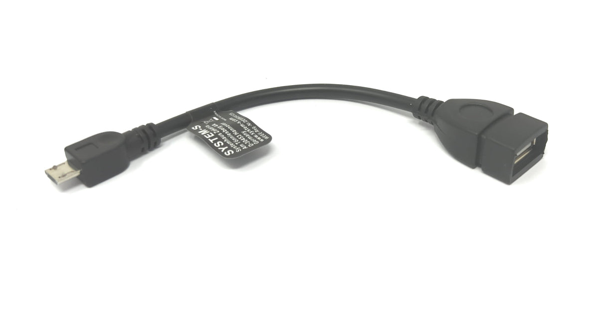 USB 2.0 Kabel 15 cm Micro B Stecker zu Typ A Buchse Adapter in Schwarz | System-S