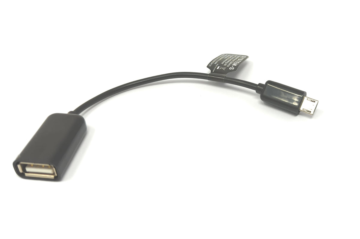 USB 2.0 Kabel 15 cm Micro B Stecker zu Typ A Buchse Adapter in Schwarz | System-S