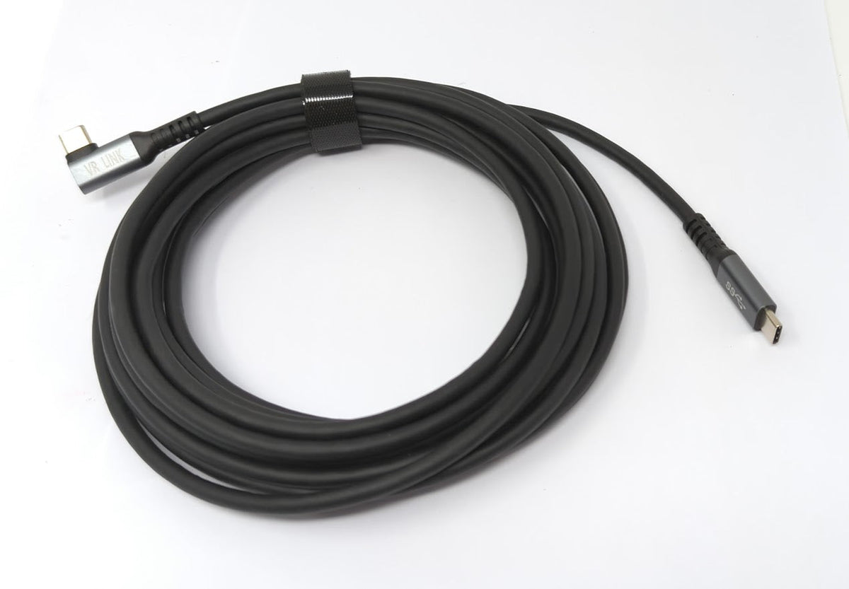 USB 3.2 Gen 1 Kabel 5 m Typ C Stecker zu Stecker Winkel in Schwarz | System-S