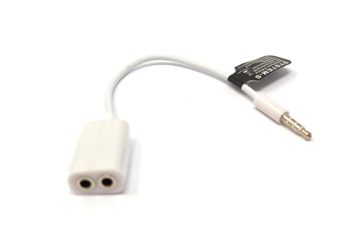 Audio Y Kabel 15 cm Stereo AUX Klinke 3,5 mm Stecker zu 2x Buchse in Weiß | System-S