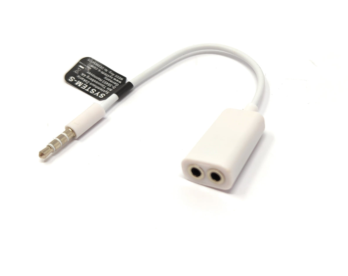 Audio Y Kabel 15 cm Stereo AUX Klinke 3,5 mm Stecker zu 2x Buchse in Weiß | System-S