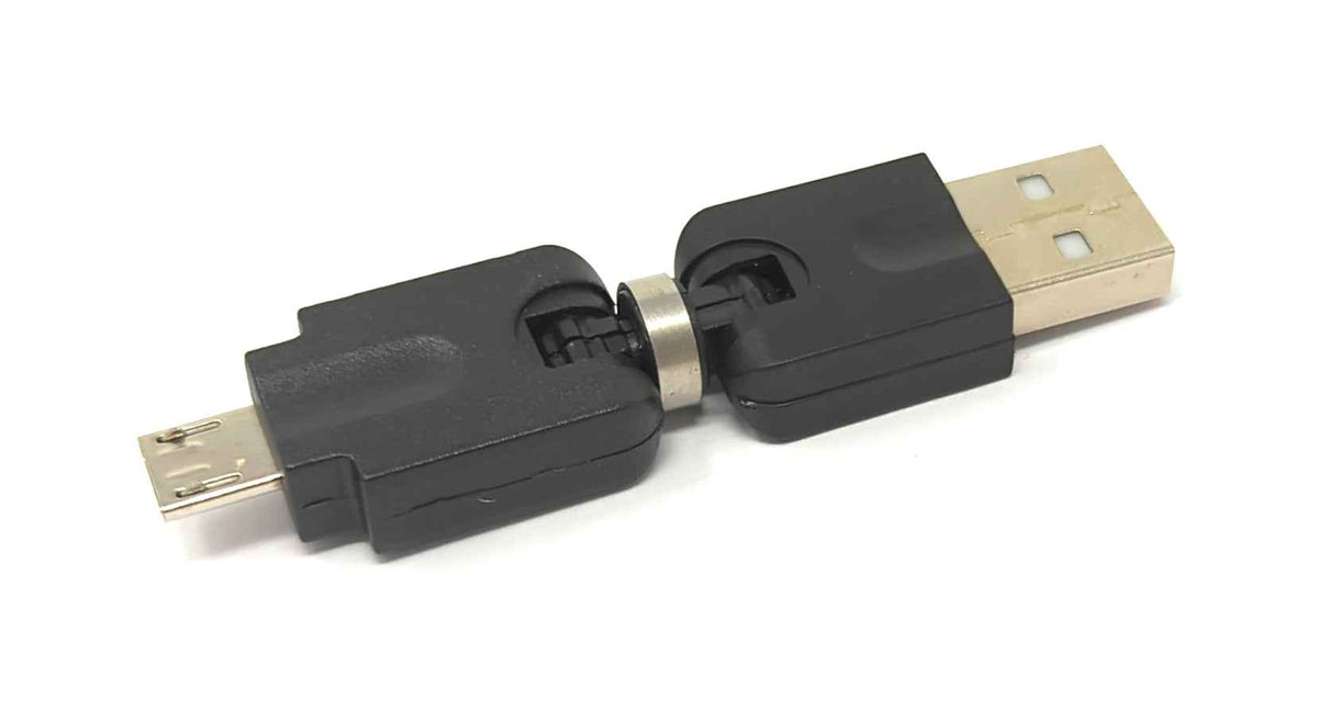 USB 2.0 Adapter Micro B Stecker zu Typ A Buchse 360° Winkel Kabel in Schwarz | System-S