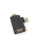 USB Y 3.1 Adapter Typ C Stecker & 2.0 Micro B Stecker zu A Buchse Kabel Schwarz | System-S