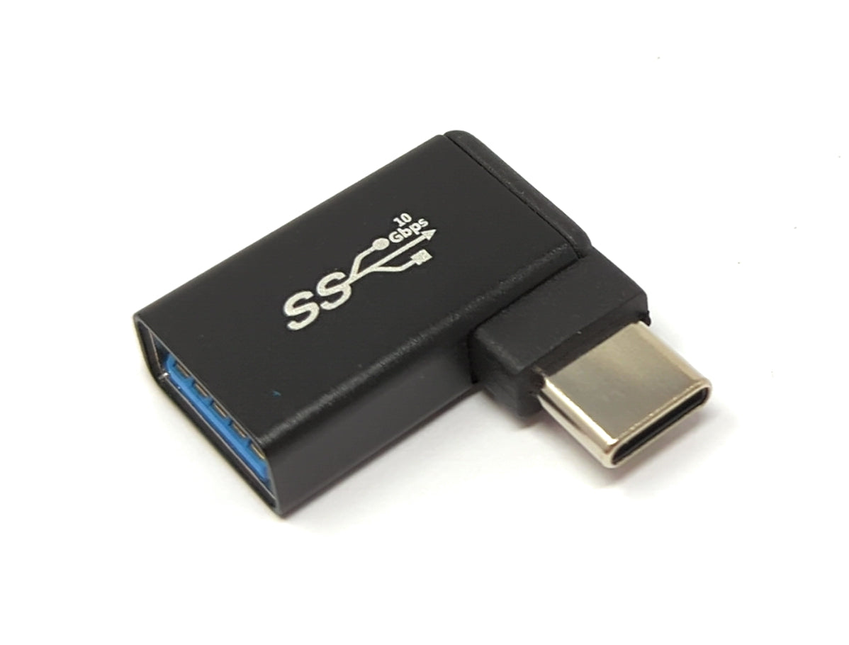 USB 3.1 Adapter Typ C Stecker zu 3.0 Typ A Buchse Winkel Kabel in Schwarz | System-S