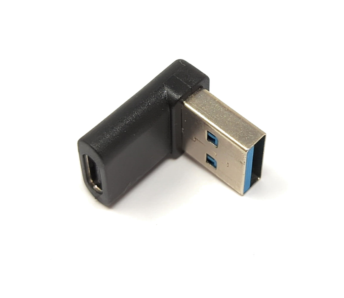 USB 3.1 Adapter Typ C Buchse zu 3.0 Typ A Stecker Winkel Kabel in Schwarz | System-S