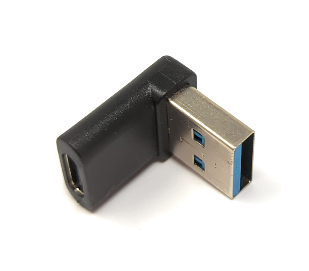 USB 3.1 Adapter Typ C Buchse zu 3.0 Typ A Stecker Winkel Kabel in Schwarz | System-S