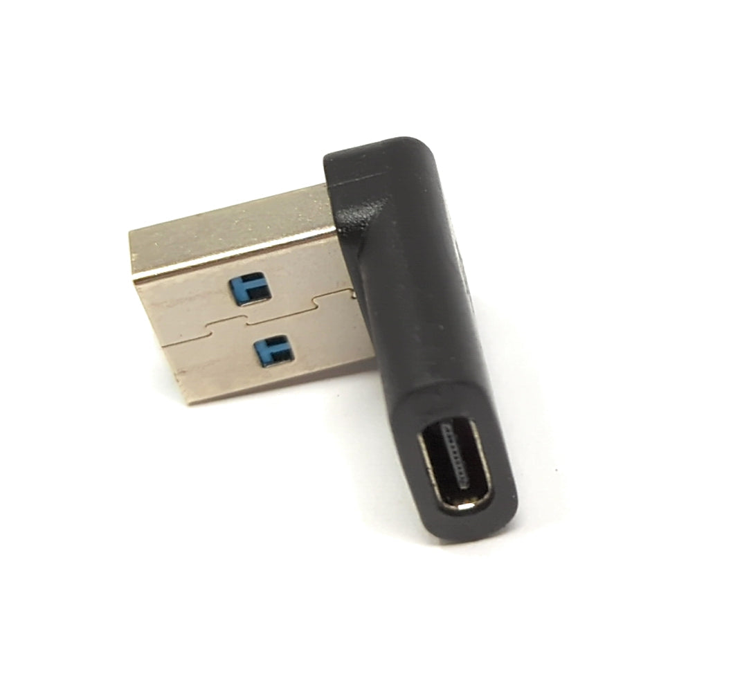 USB 3.1 Adapter Typ C Buchse zu 3.0 Typ A Stecker Winkel Kabel in Schwarz | System-S
