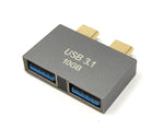 USB 3.1 Gen 2 Doppel Adapter 2x Typ C Stecker zu 2x 3.0 Typ A Buchse Kabel OTG | System-S
