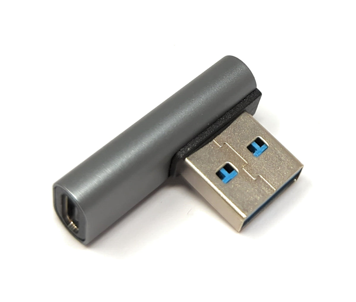 USB 3.1 Adapter Typ C Buchse zu 3.0 Typ A Stecker Winkel Kabel in Grau | System-S
