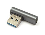 USB 3.1 Adapter Typ C Buchse zu 3.0 Typ A Stecker Winkel Kabel in Grau | System-S