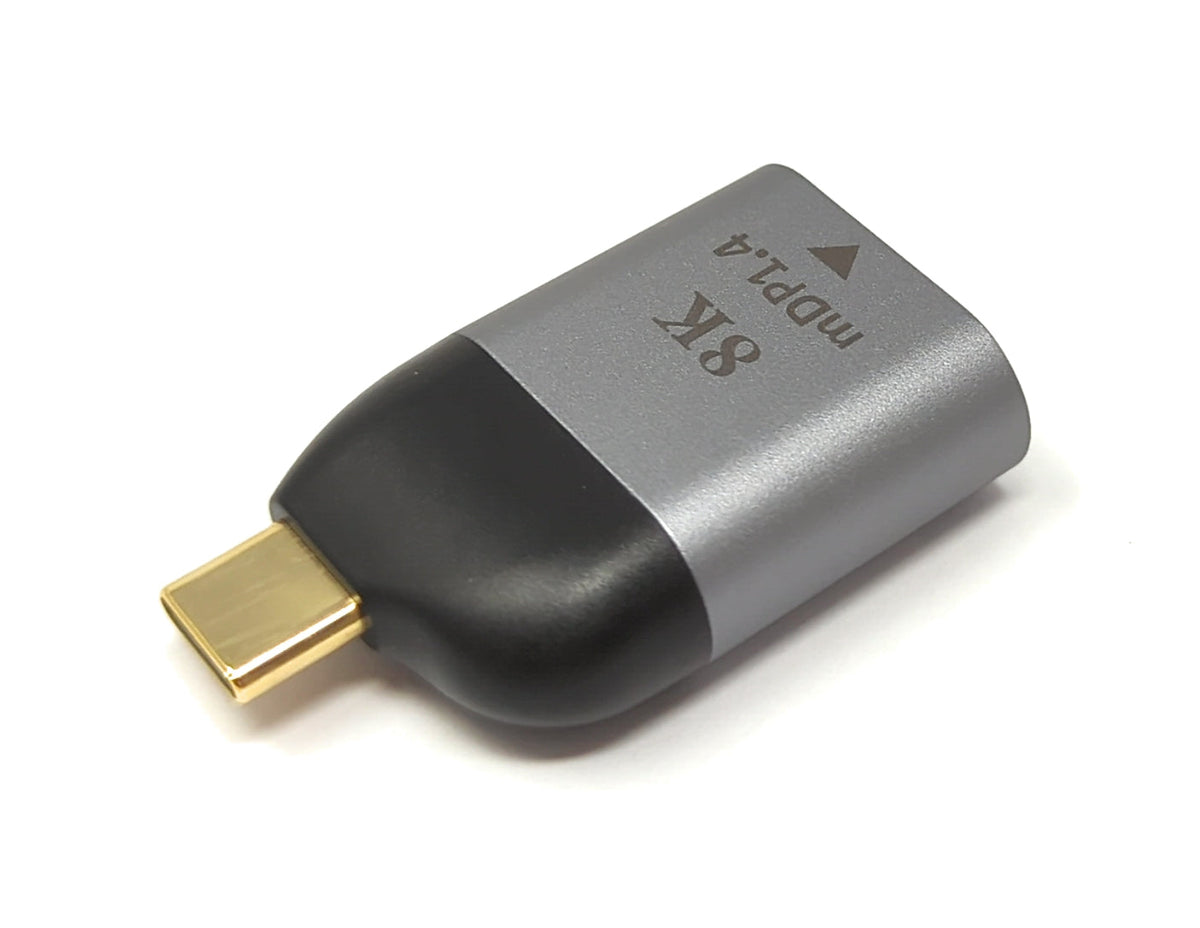 DisplayPort Adapter Mini DP Buchse zu USB 3.1 Typ C Stecker 4K Kabel in Grau | System-S