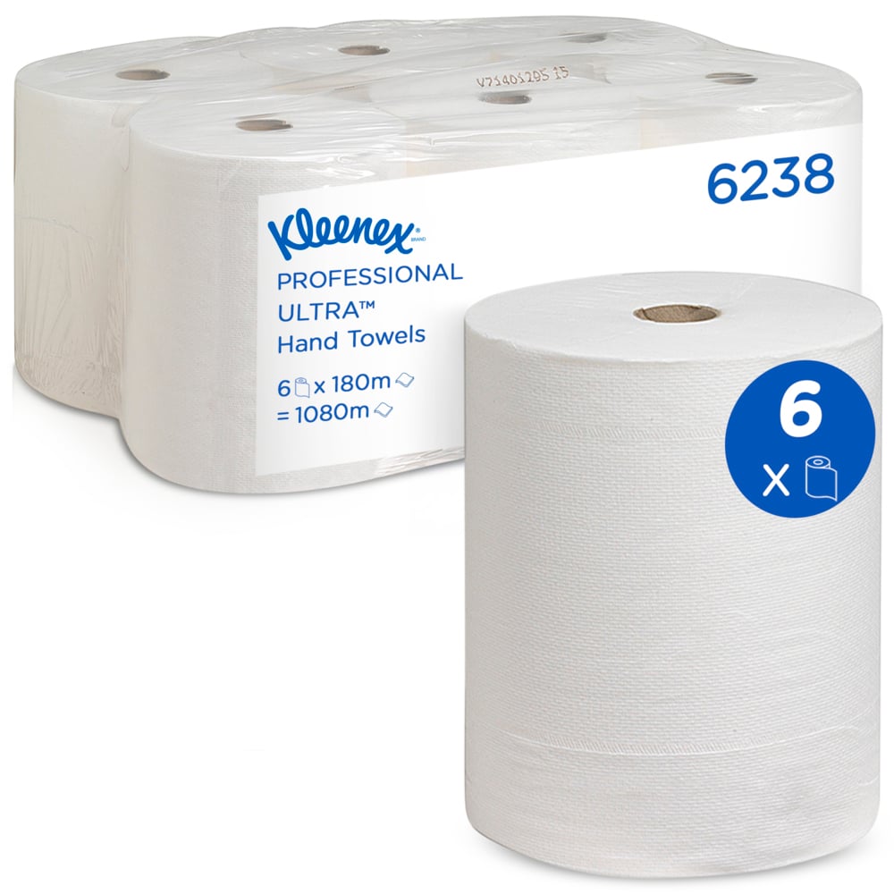 Kleenex® Ultra™ Handtücher - Rolle / Weiß - 6 Rolls  x 1 Sheet | Karton (6 Rollen)