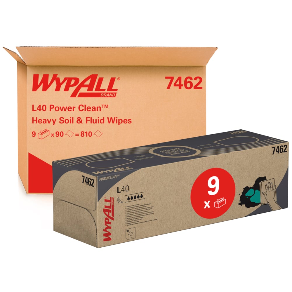 WypAll® L40 PowerClean - Zupfbox / Weiß - 9 Boxes  x 90 Sheets | Karton (9 Boxen)