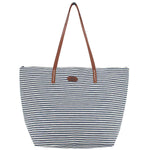 XL Strandtasche » Maritime Streifen Tasche » große Handtasche ca. 54 x 39 cm » Maritim Schultertasche » Badetasche mit Reißverschluss