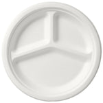 Teller 3-geteilt ø 26 cm Weiss  - uncoated 3 Weiß Bagasse Ø260 | Packung (50 Stück)