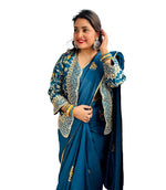 New Super Trending Embroidery cording work ready to wear saree with full koti
