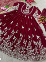 Party Wear Georgette Gown And Dupatta With Embroidery Sequence Work For Women, Indian Gown , Anarkali Gown , Bridesmaid Gown , Dresses