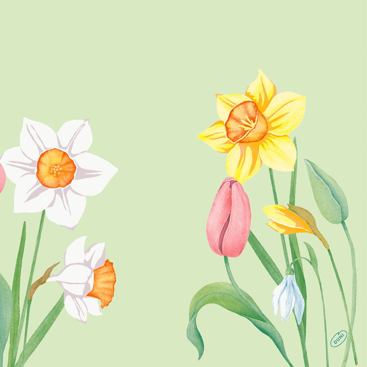 Servietten 40x40 cm 4-lagig Klassik Spring Melody | Packung (50 Stück)