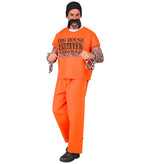 Sträfling Kostüm für Herren | Kostüm mit Bart- Orange