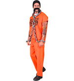 Sträfling Kostüm für Herren | Kostüm mit Bart- Orange