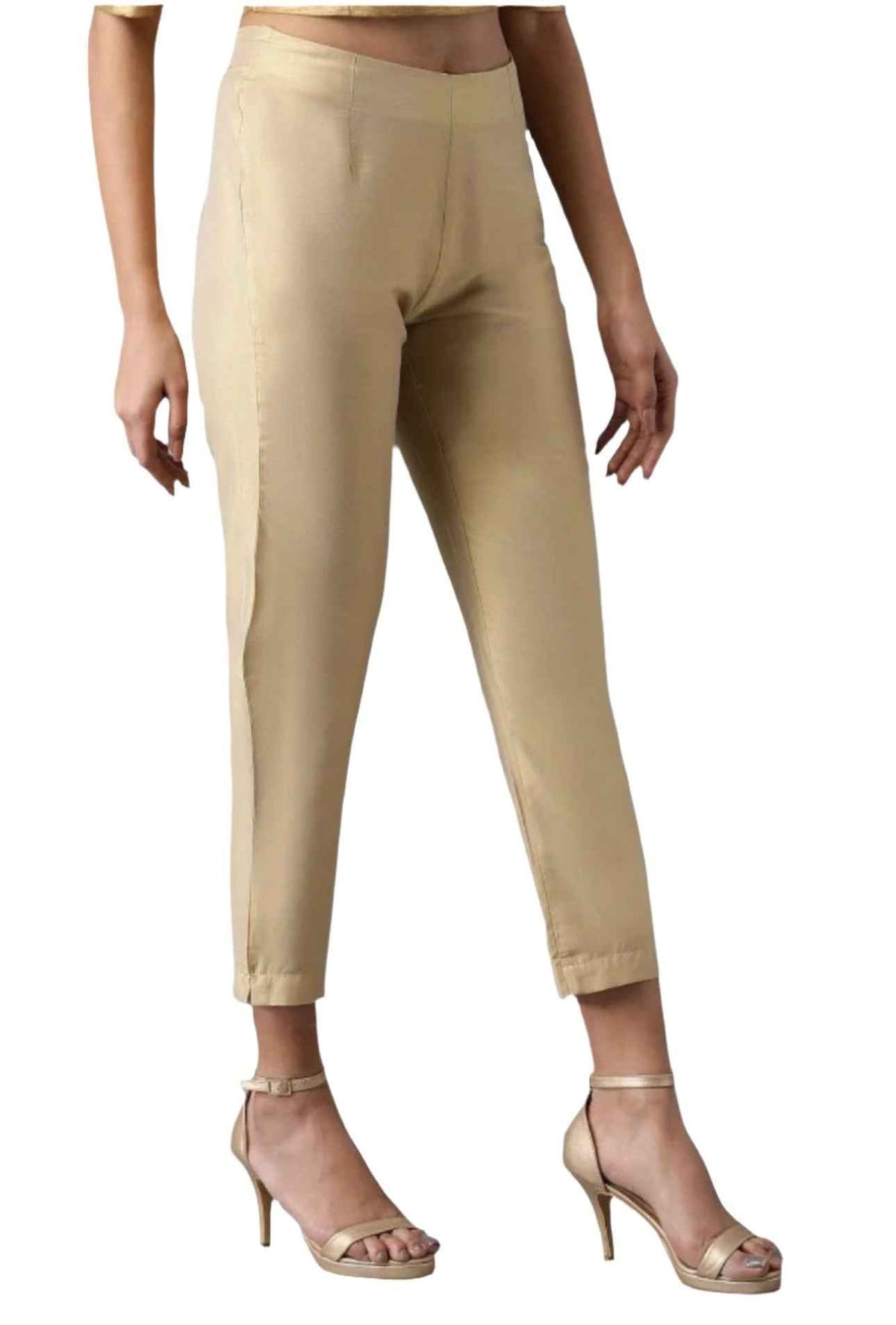 Golden Cream  Fitted Pants In Germany