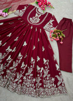 Party Wear Georgette Gown And Dupatta With Embroidery Sequence Work For Women, Indian Gown , Anarkali Gown , Bridesmaid Gown , Dresses