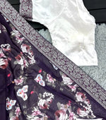 Georgette Saree With Banarasi Border And Stitched Blouse