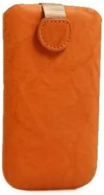 Leder Tasche Etui Sleeve Case Hülle mit Rückzugfunktion Ausziehhilfe in Orange für Samsung Galaxy S2 SII i9100 | System-S