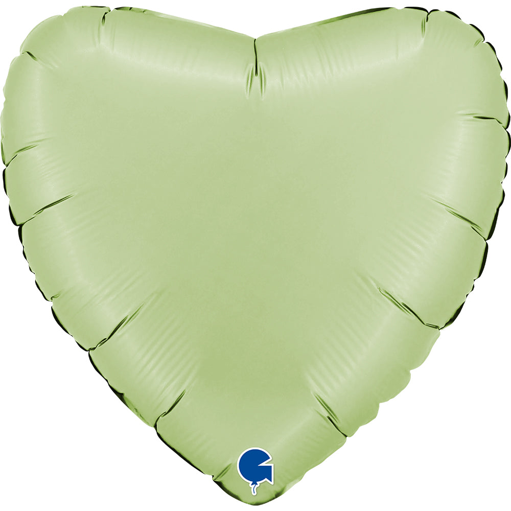 22"/Ø56cm Folienballon Uni Herz | Satin Olivgrün