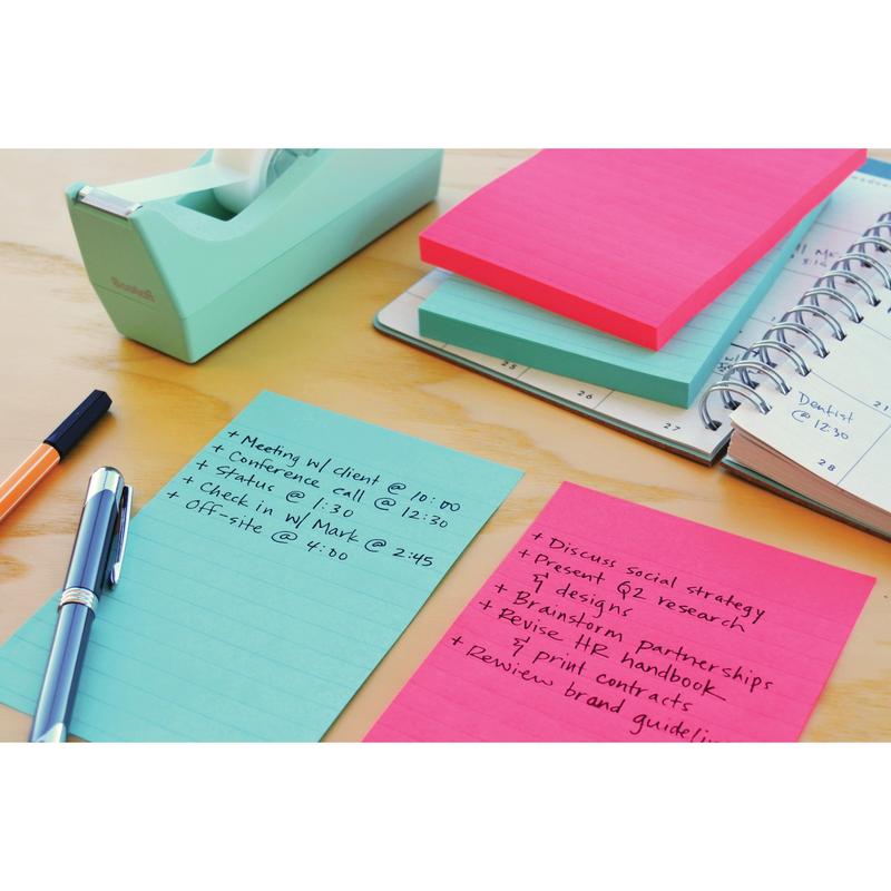 Post-it® Super Sticky Notes im Großformat, Liniert, 101 mm x 152 mm, 90 Blatt/Block, 100% PEFC