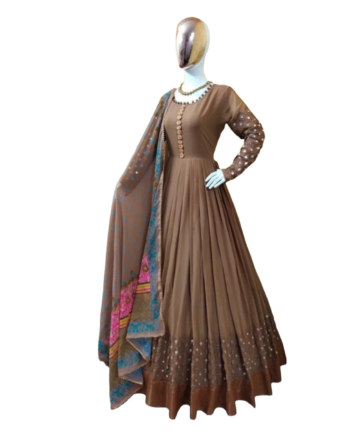 Embroidery Long Gown