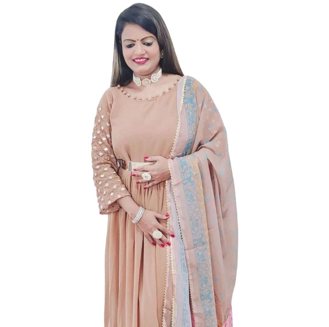 Embroidery Long Gown