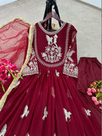 Party Wear Georgette Gown And Dupatta With Embroidery Sequence Work For Women, Indian Gown , Anarkali Gown , Bridesmaid Gown , Dresses