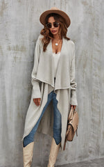 Grey Chunky Pleat Oversized Cardigan