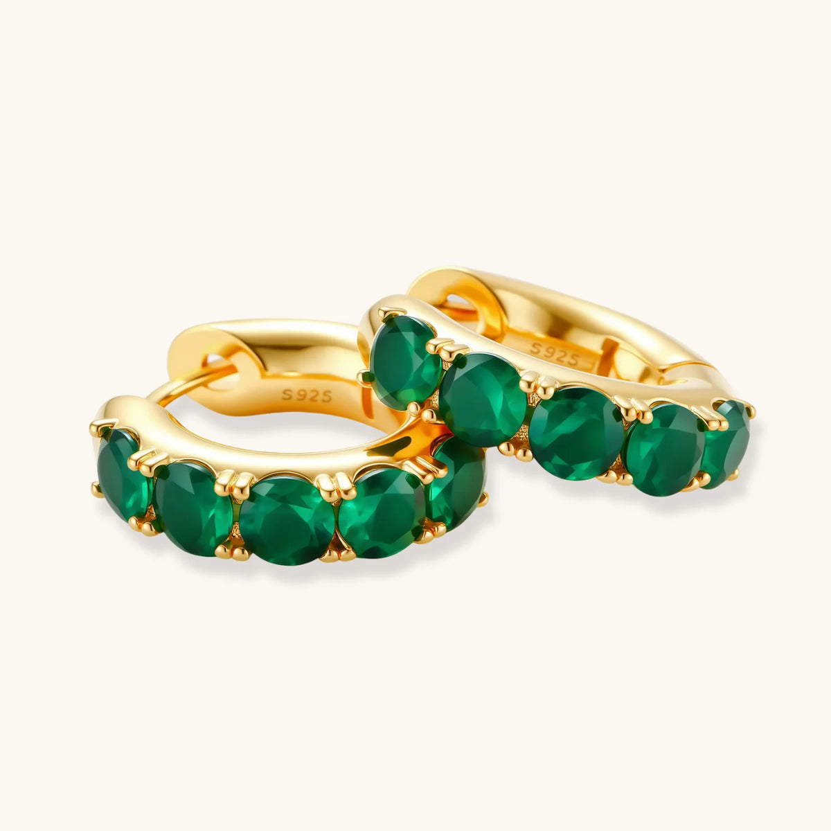 Smaragd Huggie Hoops