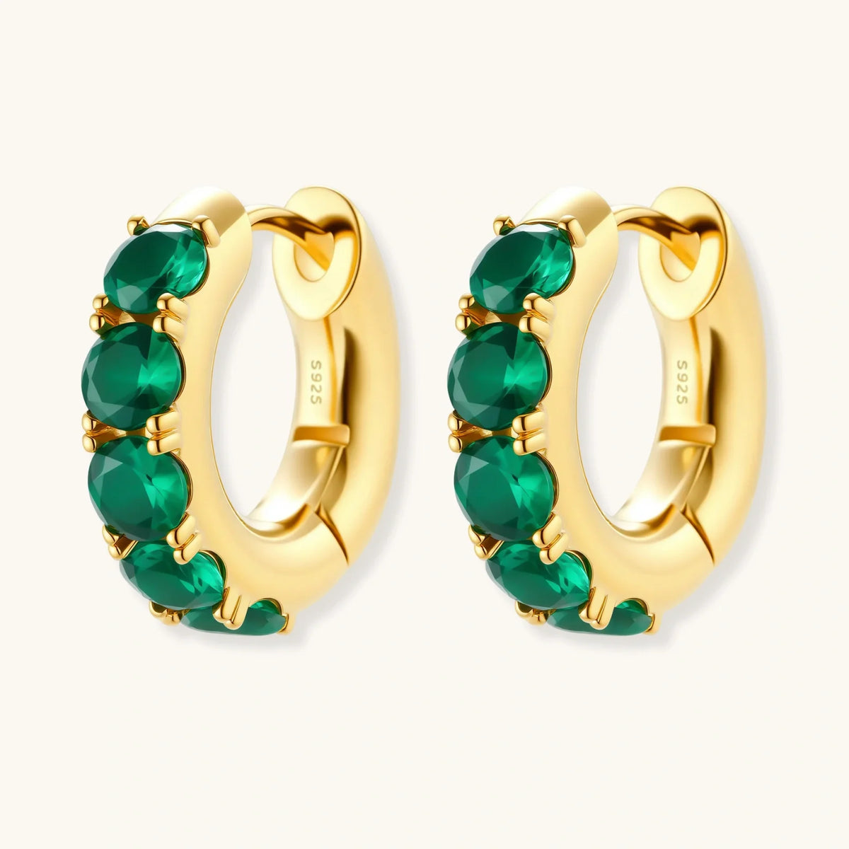 Smaragd Huggie Hoops