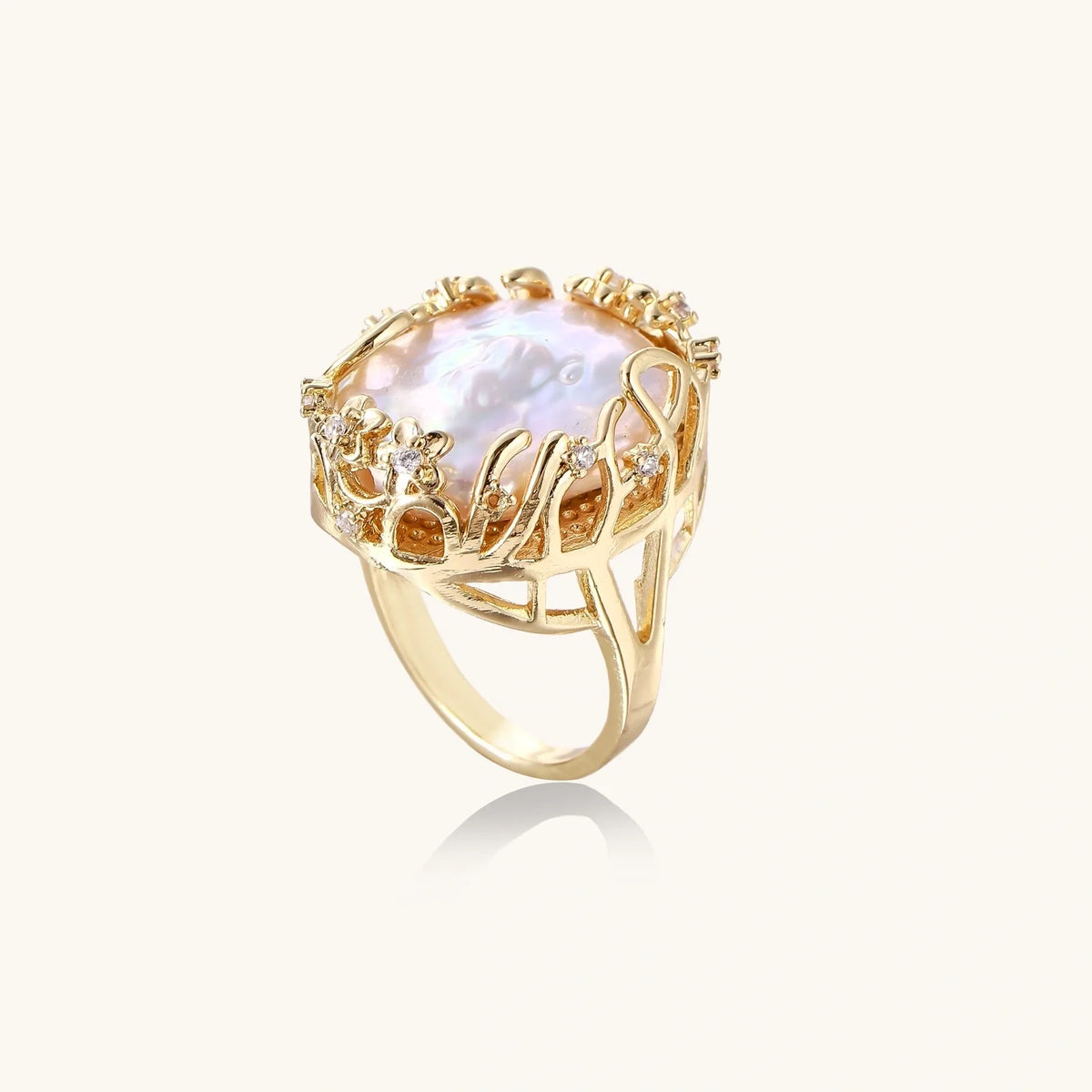 Barock-Perlen-Kronenring