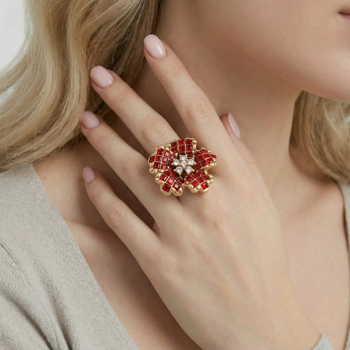 Karmesinrote Blüten Ring