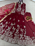 Party Wear Georgette Gown And Dupatta With Embroidery Sequence Work For Women, Indian Gown , Anarkali Gown , Bridesmaid Gown , Dresses
