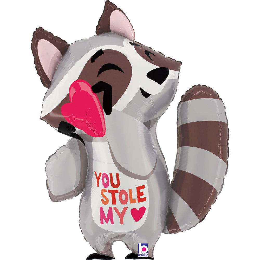 Shape Folienballon "You Stole my Heart" Waschbär | 79 cm