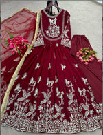 Party Wear Georgette Gown And Dupatta With Embroidery Sequence Work For Women, Indian Gown , Anarkali Gown , Bridesmaid Gown , Dresses