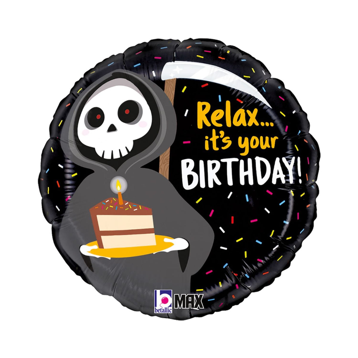 18"/Ø46cm Folienballon Sensenmann "Relax...it´s your Birthday!"