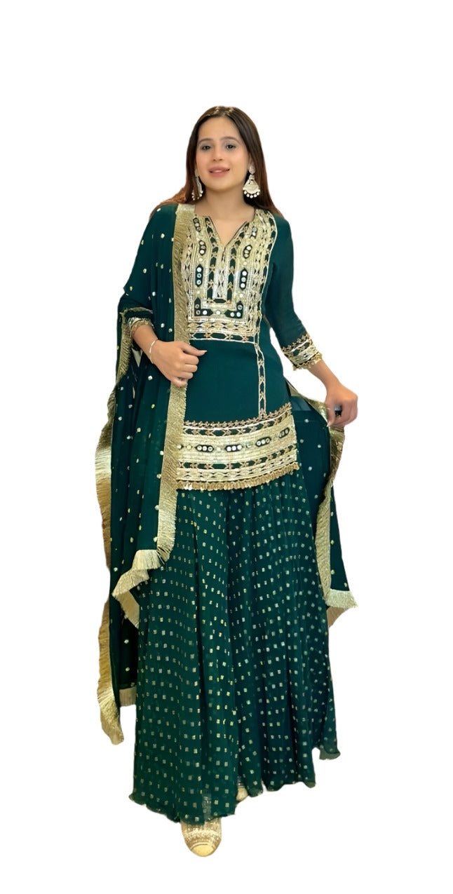 Sharara Suit With Dupatta in Georgette With Embroidery Work