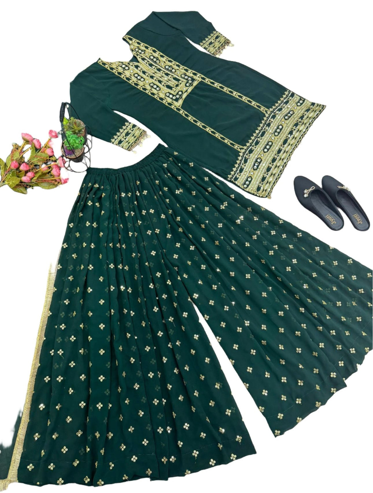 Sharara Suit With Dupatta in Georgette With Embroidery Work