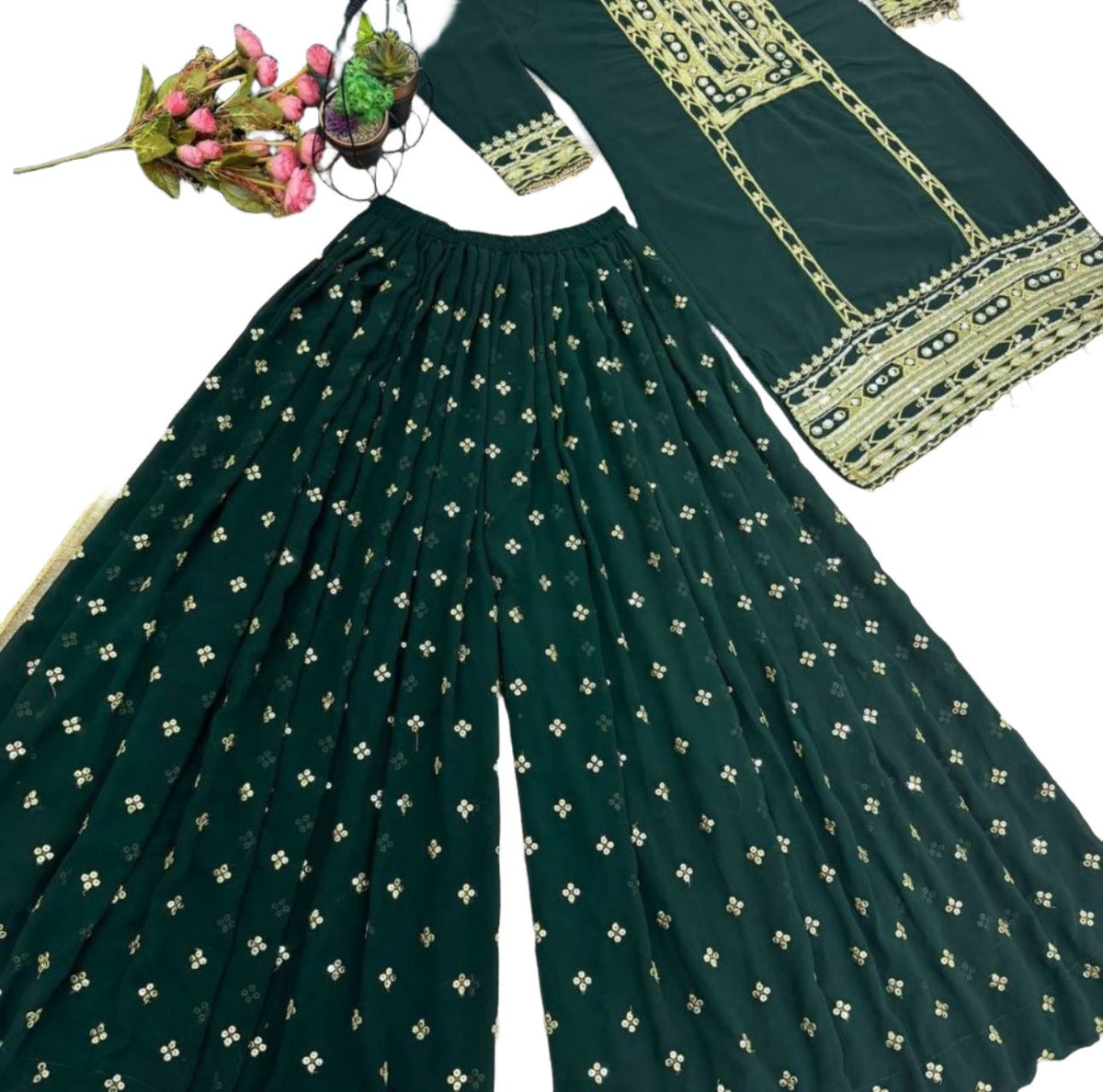 Sharara Suit With Dupatta in Georgette With Embroidery Work